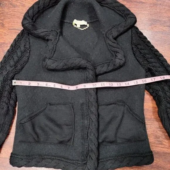 Knitss Wool Cable Knit Black Thick Lux Cardigan Twee M - Picture 6 of 16